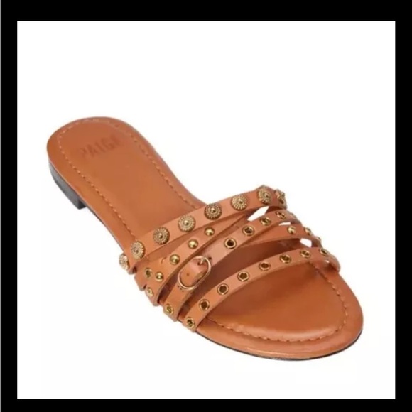 PAIGE Sandals Dylan Flats Slide Sandal Whiskey Brown NWOB - Picture 1 of 6